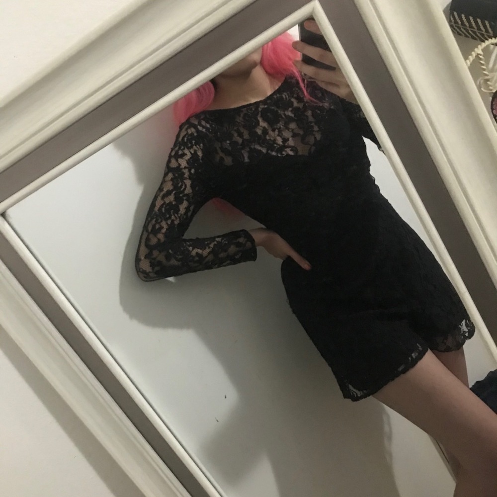 Black lace formal romper.